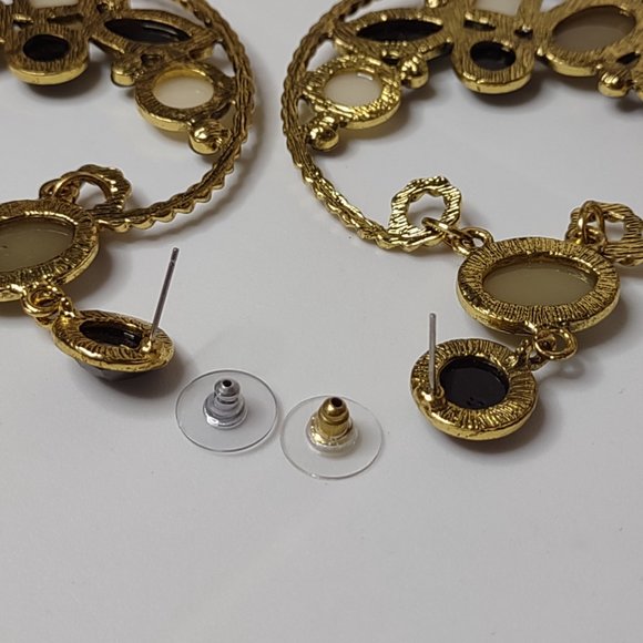 Heavy Metal And Plastic Large Dangle Earrings - Picture 11 of 14